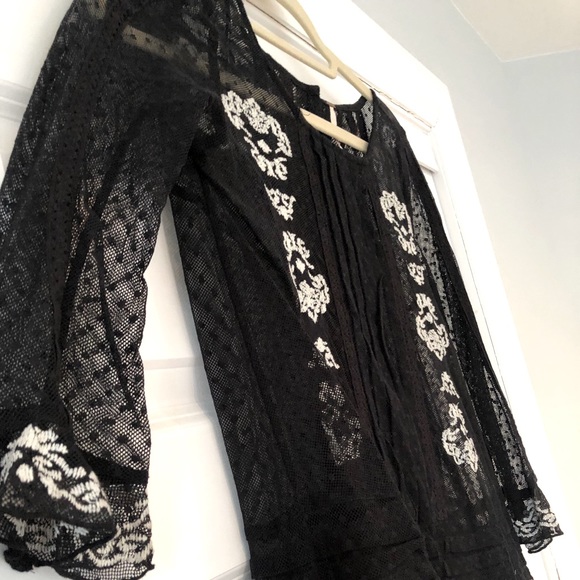 Free People Black Polka Dot Sheer Blouse - Picture 4 of 7